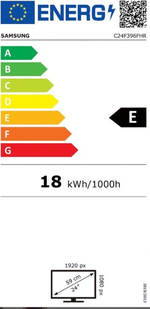Écran PC incurvé de 24" Samsung C24F396FHR. Etiquette énergétique