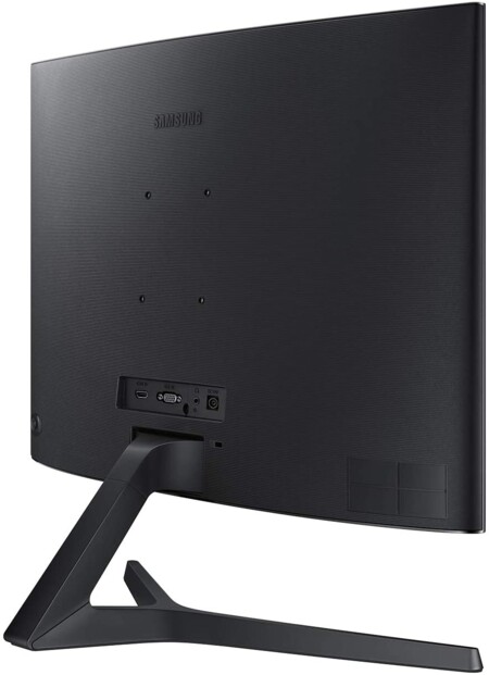 Moniteur Samsung 24" avec écran incurvé vu de derrière.