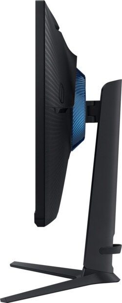 Vue de côté gauche de l'écran PC gaming 27" fin avec pied de support