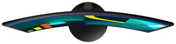 Vue du dessus de l'écran incurvé allumé