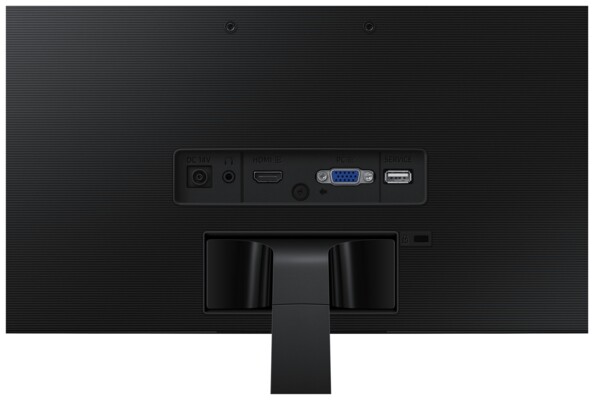 Vue arrière de l'écran pour PC et TV avec port HDMI, VGA et jack et support VESA intégré