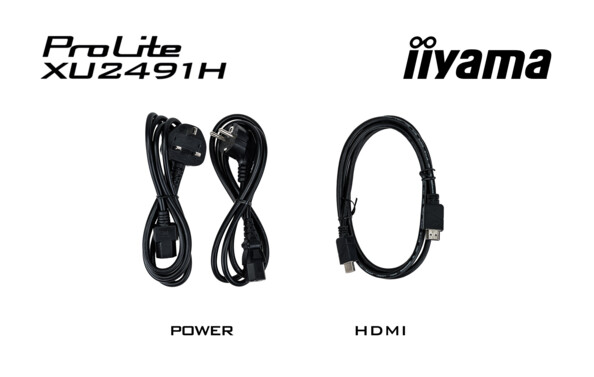 Câble d'alimentation en deux parties avec câble HDMI du moniteur ProLite XU2491H iiyama