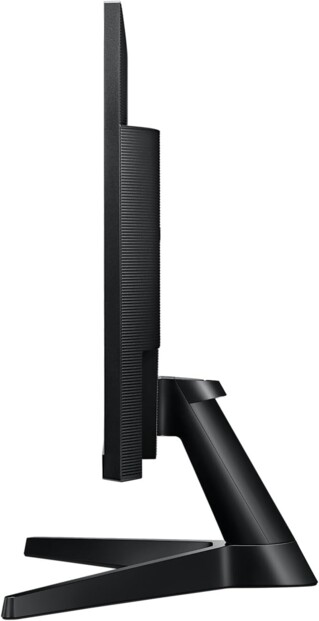 Vue coté gauche sur le boîtier coloris noir du moniteur Samsung sur pied de support réglable