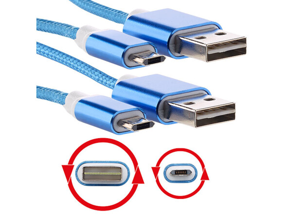 2 câbles USB Micro-USB enfichables des deux cotés - 1 m