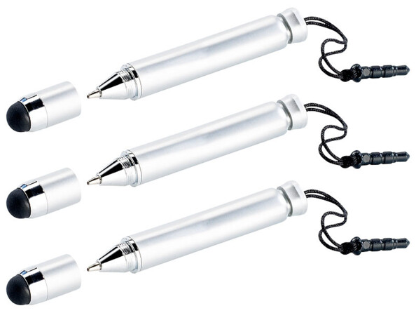 3 stylos à bille / stylets pour tablettes PC et smartphone