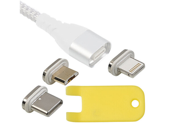set de 3 adaptateurs magnetiques pour cable de chargement magnetique micro usb usb c lightning ldk100 callstel