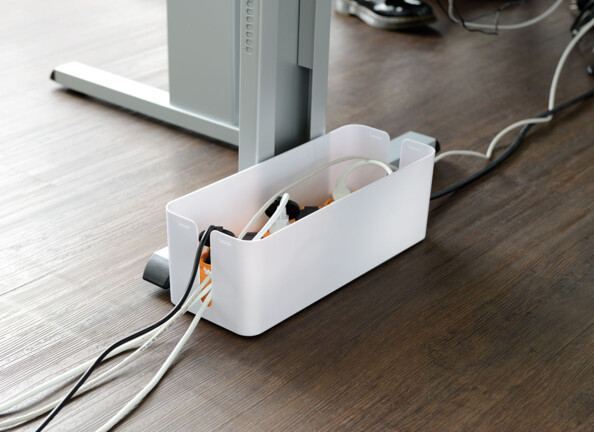 2 boîtes de rangement pour multiprise - Aspect bois de noyer - 39 cm