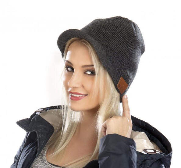 Bonnet à visière Bluetooth avec micro-casque intégré - gris