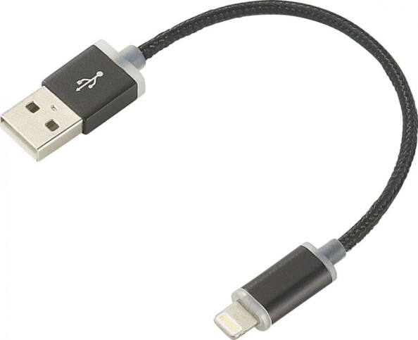 Câble de chargement à LED 15 cm pour iPhone, certifié Apple - Noir 