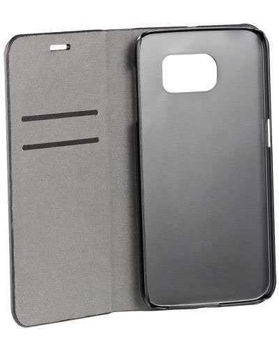 Étui folio en cuir véritable avec range-cartes pour Galaxy S6 - Noir