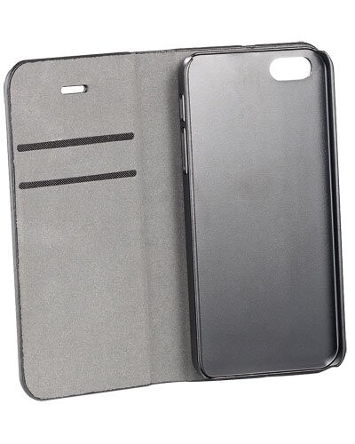 Étui folio en cuir véritable avec range-cartes pour iPhone 5 / 5S / SE - Noir