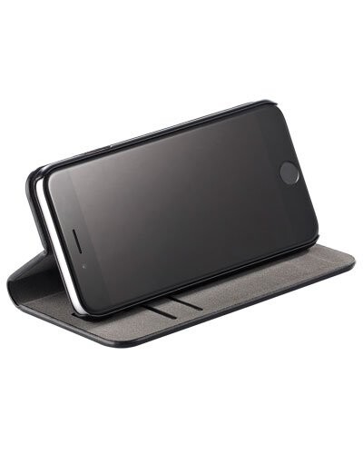 Étui folio en cuir véritable avec range-cartes pour iPhone 6 / 6S - Noir