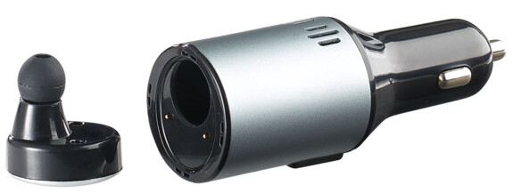 Mini oreillette Bluetooth 4.0 avec chargeur 2x USB pour prise allume-cigare 12V