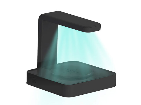 Station de chargement Qi avec lampe de désinfection UVC.