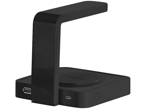 La station de chargement Qi avec lampe UVC et sont port USB pour recharger n'importe quel téléphone mobile.
