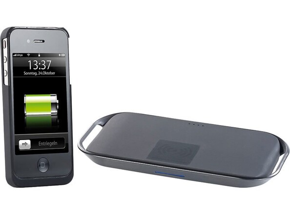 Station compatible Qi avec batterie 6000 mAh et coque adaptateur iPhone 4 / 4S