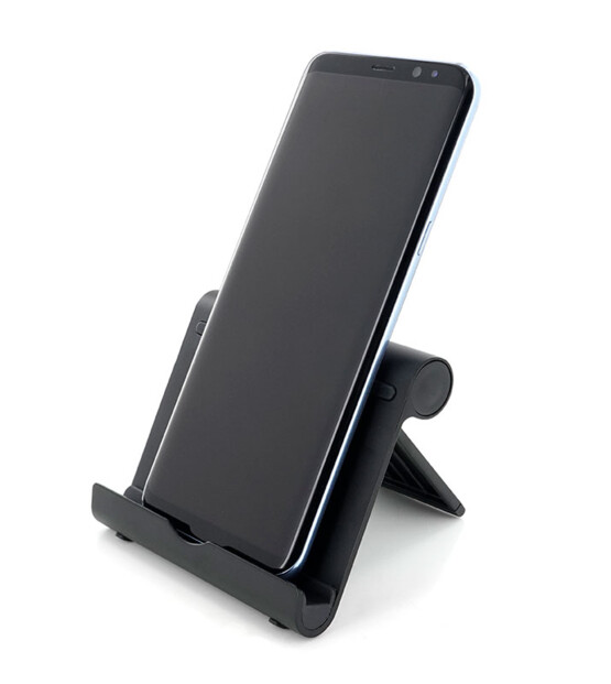 Support stable noir avec en aluminium avec smartphone en mode portrait