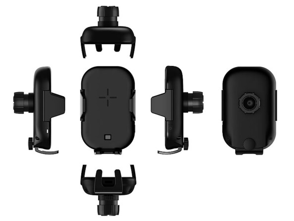 Support de smartphone pour grille d'aération Callstel avec chargeur Qi intégré.