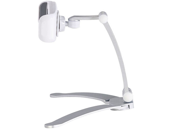 trépied pour tablette format flexible : compatible pour des appareils d'une diagonale d'écran de 7" à 12,9" (la hauteur ou la largeur doit être comprise entre 15,5 et 25 cm)