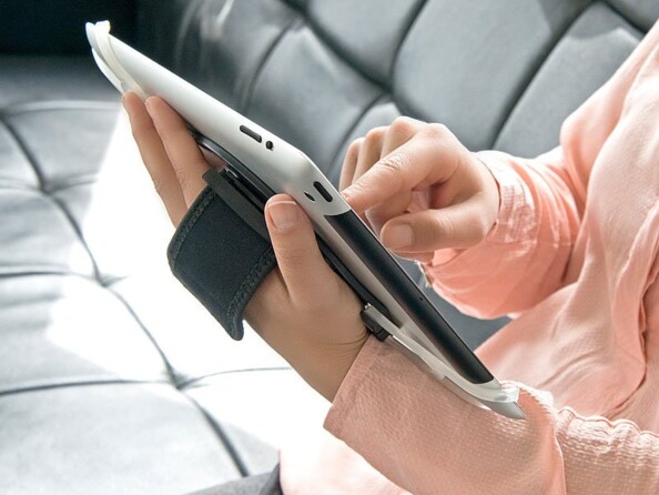 Support pour tablettes mis en situation