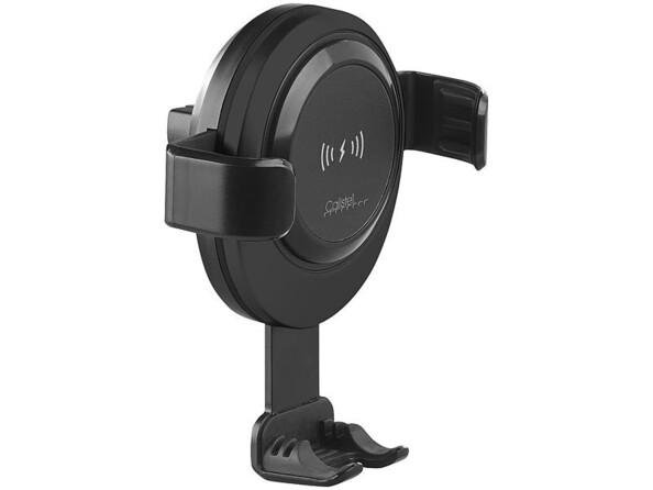 Support smartphone & chargeur intégré 2 A / 10 W compatible Qi sur grille de ventilation