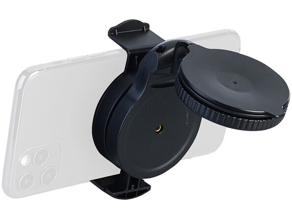 Support smartphone pour voiture avec ventouse Ø 60mm mise en situation avec smartphone de dos