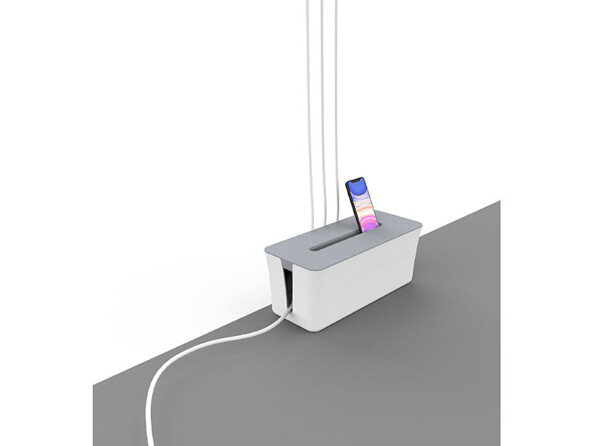 Boîte de rangement pour multiprise avec support smartphone - coloris blanc