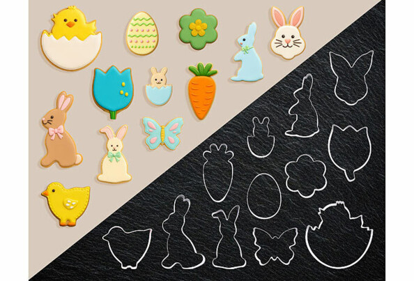 12 emporte-pièces de Pâques en acier inoxydable