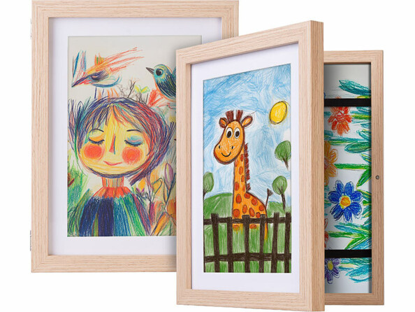 2 cadres photo A4 avec compartiment pour 150 dessins
