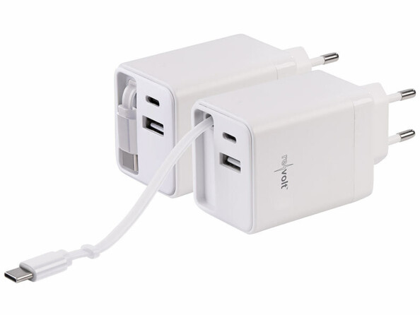 2 chargeurs secteur GaN 3 ports USB-A/USB-C 45 W de la marque revolt
