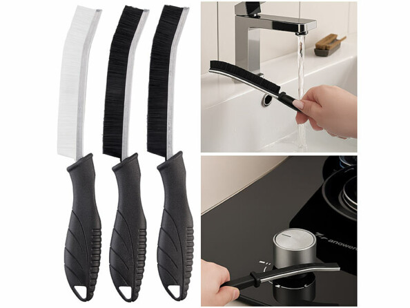 3 brosses à poils durs pour coins et fentes