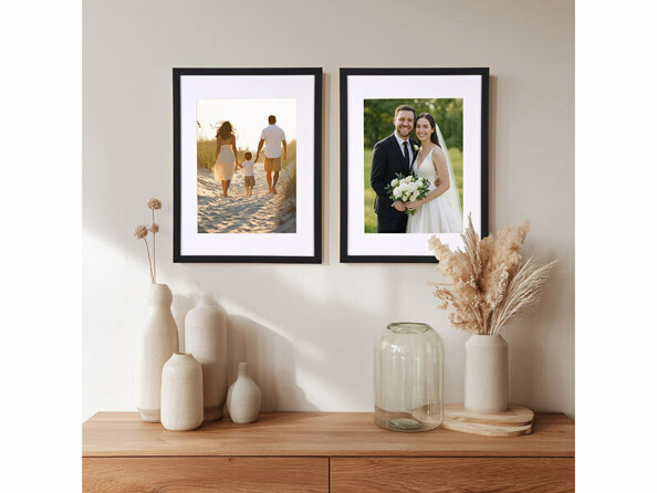 2 cadres photo en bois 30 x 40 cm avec verre acrylique - coloris noir