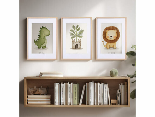 3 cadres photo en bois 40 x 60 cm avec verre acrylique - aspect chêne clair