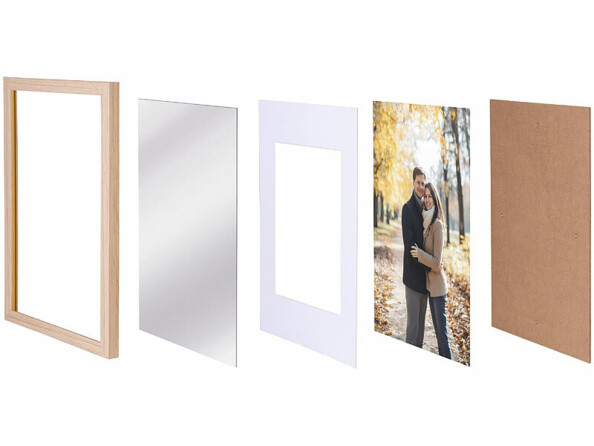 cadre photo en bois 40 x 60 cm avec verre acrylique - aspect chêne clair