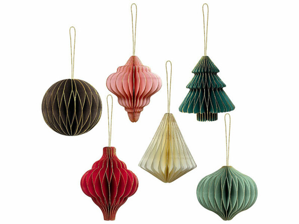 6 décorations de Noël 3D à suspendre en papier