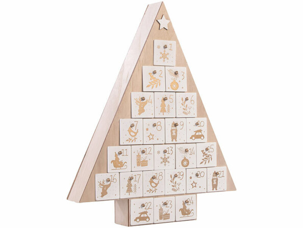 Calendrier de l'Avent réutilisable en bois sapin