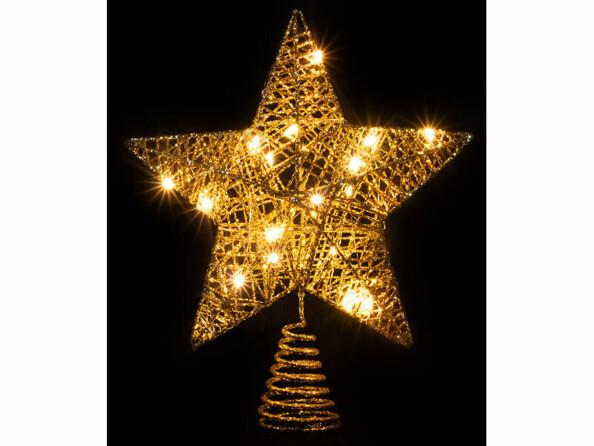 Étoile lumineuse dorée à piles pour sapin de Noël