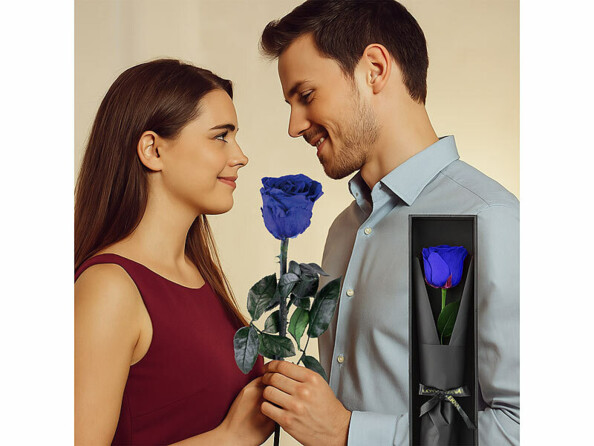 Rose éternelle bleue avec coffret cadeau