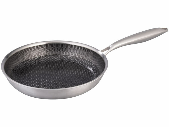 Poêle antiadhésive en acier inoxydable Ø 24 cm vue de 3/4