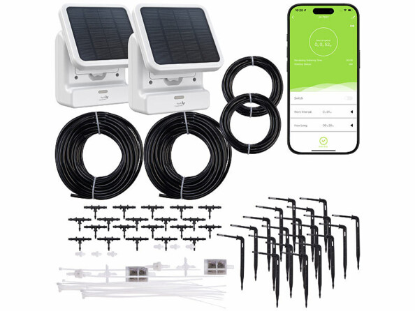 Pack de 2 systèmes d'irrigation solaires connectés BWC-645 de la marque Royal Gardineer