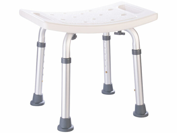 Tabouret de douche antidérapant réglable en hauteur vu de face