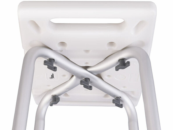 Tabouret de douche antidérapant réglable en hauteur vu de dessous