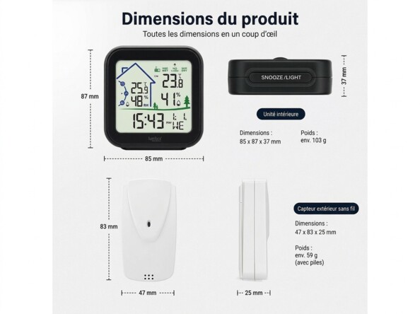 Thermomètre et hygromètre FWS-80 avec capteur extérieur sans fil