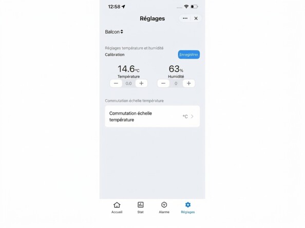 Interface de l'application mobile de suivi température et humidité