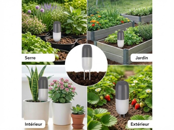 Thermomètre-hygromètre de sol connecté SUN-155 mis en situation dans différents environnements