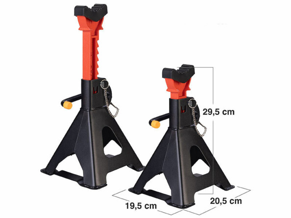 2 chandelles à crémaillère pour voiture jusqu'à 3 t