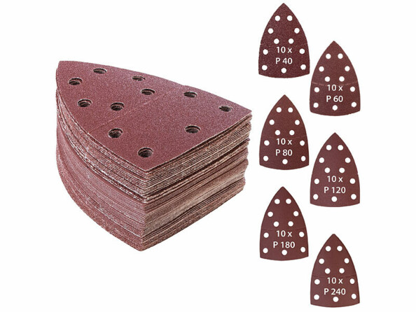 60 feuilles abrasives P40 - P240 pour ponceuses Delta & triangulaires