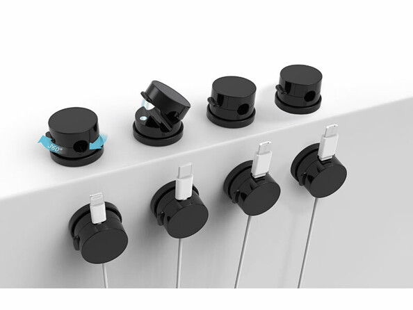 8 clips organiseurs pour câbles rotatifs à 360° avec fermeture magnétique