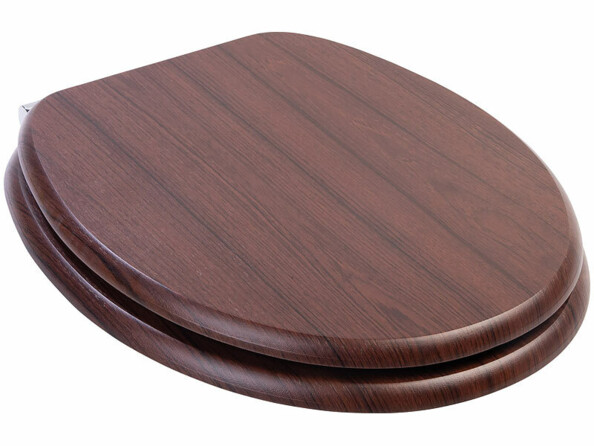 cuvette de WC fermeture automatique - aspect bois sombre