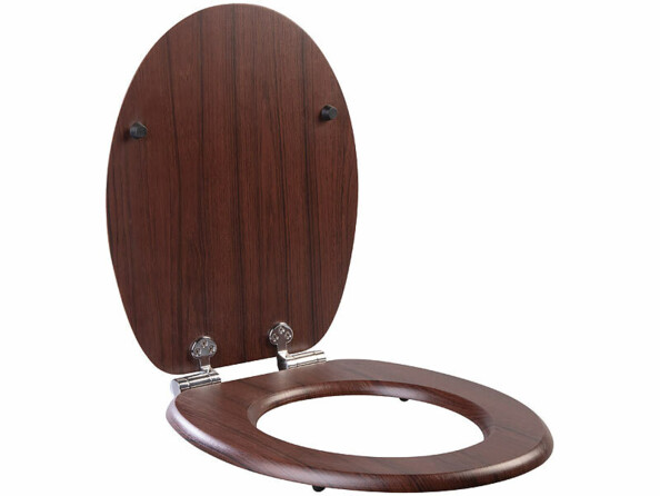 Abattant de WC forme de O - aspect bois sombre